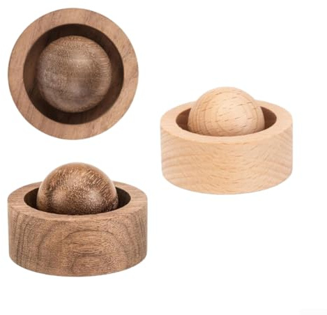 Juego de 2 difusores de aceite esencial de madera natural, bolas difusoras de aroma de madera con soporte para fragancia de habitación, soporte de base de 5 cm