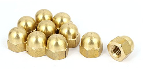 Sourcingmap Hex Cap Nuts - 10Pcs M10 Dome Nuts Brass Hexagon Decorative Cap Nut for Screws Bolts Brass Tone