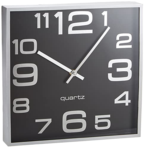 Alco-Albert 187-11 - Wanduhr, Circa 28, 3 x 4, 1 cm, Silber schwarz, Plastik, Schwarz Silber, 28.3 x 28.3 x 4.1 cm