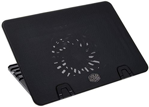 Cooler Master NotePal ErgoStand IV Base de Refrigeración - Diseño Ergonómico, 5 Opciones de Altura, Ventilador Silencioso 140mm, Placa de Malla Completa, Tira LED, Hub USB, Admite Portátiles hasta 17