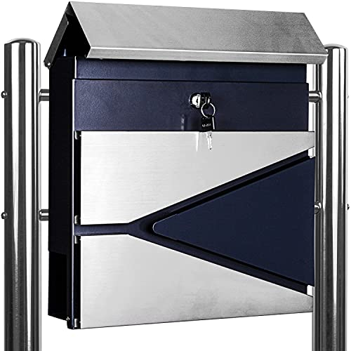 STILISTA® Hochwertiger Standbriefkasten mit Zeitungsfach mit Pulverbeschichtung, Verschiedene Designs