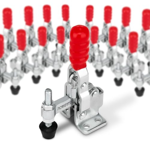POWERTEC 20328-P4 Morsetto a levetta a sgancio rapido (verticale) con punta in gomma a pressione - Tenere premuto l'utensile manuale 90,7 kg di capacità di tenuta, 12050-16PK