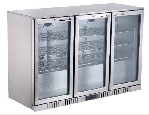 METRO Professional Mini Bar/Réfrigérateur à Boissons Sous Comptoir GBC3001S avec Porte Vitrée, Inox/Verre, 60x53x86,5 cm, Refroidissement par Air, Argenté