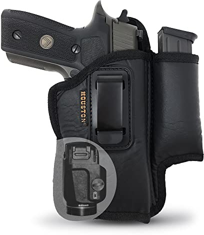 IWB Pistol Holster with Mag Pouch. Eco Leather Holsters for Most Full Sizes, XDM, Glock 17/19 /21, 92 FS with Laser (Right). Universal Pistol Holster