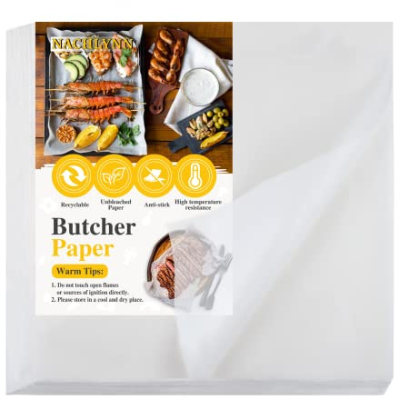NACHLYNN 110 Pieces White Butcher Paper 12 x 12 inch Square Meat Sheet Paper Precut Butcher Paper No Wax Butcher Paper Disposable Butcher Paper Sheets for Wrapping Meat Sublimation Heat Press (110)