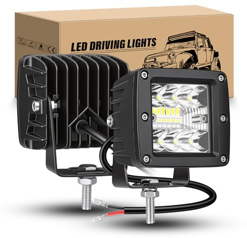 RIGIDON 2 st LED-strålkastare arbetsljus, 3 tum 42 W spotlight 12 V 24 V, offroadbelysning för bil SUV ATV traktor lastbil 4 x 4, 6000 K led dimstrålkastare, arbetsljus