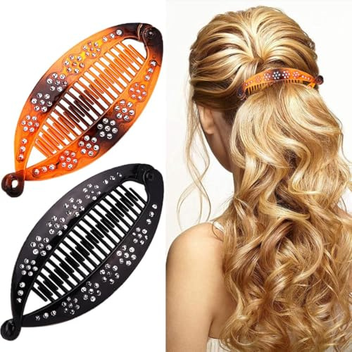 IBXWMNG - Pinzas para plátano, 2 piezas, clip clásico, pinzas para el pelo largo, plátano francés, peine para el pelo, titular de la cola,pescado, asas para el cabello, pinzas para mujeres, accesorios