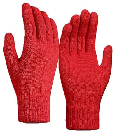 Heré Mood Strickhandschuhe & Winterhandschuhe Warme Handschuhe Winter Rippstrick Damenhandschuhe Outdoor Herren Radfahren (Rot)
