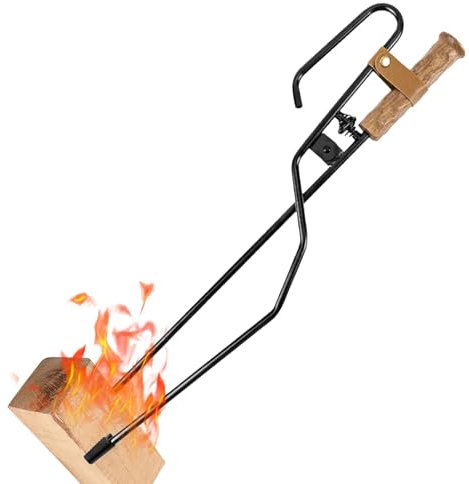 Leryveo Agarrador de troncos para fogatas, pinzas para chimenea Agarrador de troncos - Póker con pinzas de fuego - Pinzas para fogatas Fire Poker, pinzas para leña para agarrar troncos de fuego,
