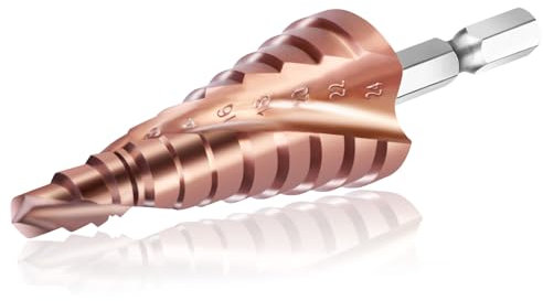 KASAFE M35 Cobalt HSS Step Drill Bit (6-24mm, 11-Step) for Stainless Steel, Cast Iron, Copper & Aluminum, 1/4 Hex Shank