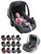 Bezug [Ersatzbezug für Babyschale] kompatibel mit Maxi-Cosi Pebble Komplett-Set Sitzbezug 5-teilig mit Gurtpolstern Sonnenverdeck Kopfstütze (meliert grau-dunkelgrau)