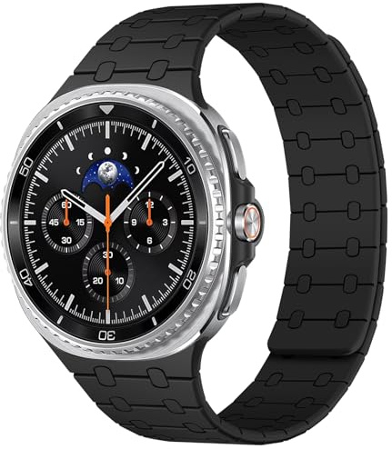 Amizee Kompatibel med Samsung Galaxy Watch 7 6 5 4 FE-armband 40 mm, 44 mm/Watch 6 Classic 43 mm 47 mm/Watch 5 Pro 45 mm/Watch 4 Classic, 20 mm magnetiska silikonband för män