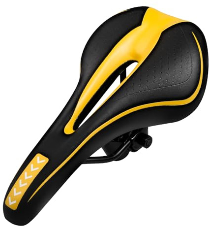 MSDADA Selle de vélo en gel, universelle, creuse, ergonomique, confortable, en mousse à mémoire de forme, pour homme, femme, enfant (jaune)