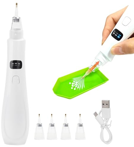 Lápiz Eléctrico para Pintar arte con Diamantes,Bolígrafo de Pintura de Diamante inalámbrico con Bomba de Vacío,Electric Diamond Painting Pen con 4 Cabezales Recambio,Herramienta para pintar Diamantes