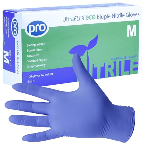 PRO UltraFLEX Bluple Biodegradable Disposable Gloves - Purple/Blue Nitrile Gloves Disposable Medium - 100x Pack - Powder-Free - Latex Free - Food Safe