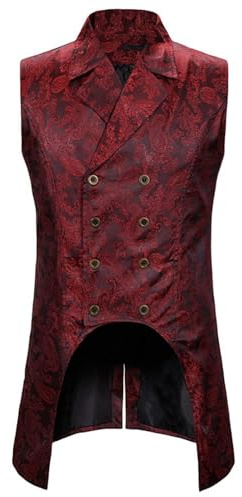 Chaleco para hombre, largo de cachemira, chaleco de traje de doble fila, estilo gótico, traje medieval, chaleco steampunk, disfraz de pirata victoriano occidental para hombres