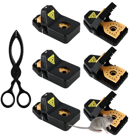 Trappole Topi Riutilizzabili, 6 Pezzi Sicurezza Efficace Trappola Ratti Struttura Sensibile, Professionale Esche per Topi per Esca, Interno ed Esterno, Cucine, Giardini, Cantine