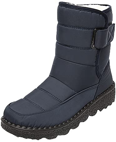 Botas de nieve para hombre, impermeables, forradas, cálidas, de invierno, de algodón, transpirables, antideslizantes, para exteriores, con plataforma, azul, 40 EU