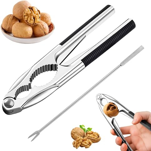Horktrust Cascanueces, Cascanueces para Nueces, Abre-nueces de Metal - Incluye pincho para nueces - Acero inoxidable - Adecuado para nuez de nogal, avellana y castaña