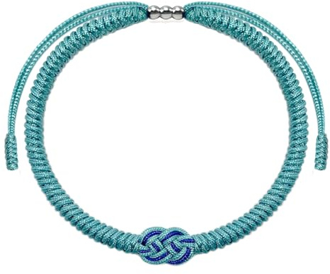 LAMIBEE Light Blue Infinity Bracelet, Forever Love Multicolor Lucky Bracelet, Surfer String Lucky Amulet Knot Woven Thread for Men Women Friend and Couple, Peace and Protection (Light Blue)
