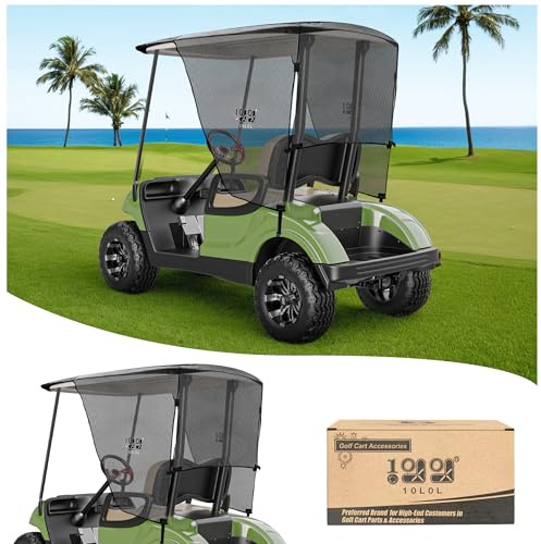 10L0L 2 Passenger Golf Cart Sun Shade Cover for Yamaha G29 Drive2 - Foldable UV-Resistant Cover with Heat Reflective Layer - Black