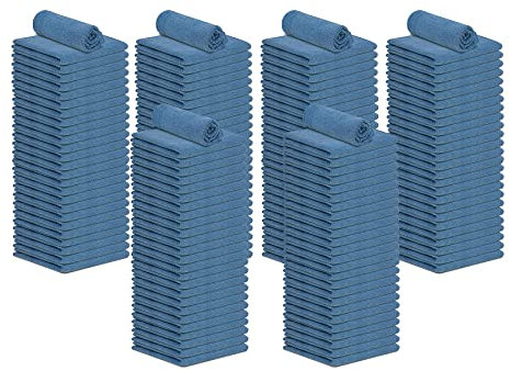 STF Linen Cotton Shop Towels Blue – (150 Stück) Größe 35,6 x 35,6 cm Reinigungstücher – saugfähige Ladenlappen und Mehrzweck-Reinigungstücher für Autos, Industrie, Garage und Häuser