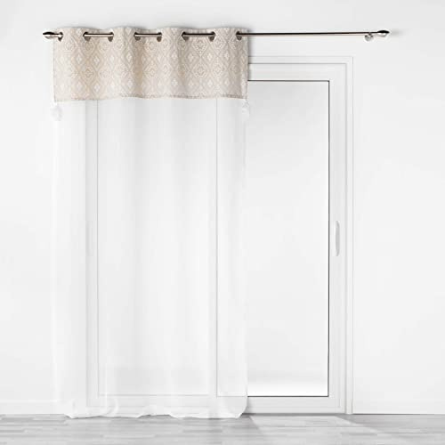 Douceur d'Intérieur Suavidad Interior, Visillo con Ojales (140 x 240 Cm) Samira Blanco, Vela arenada Acabado Top Policot Y Pompón