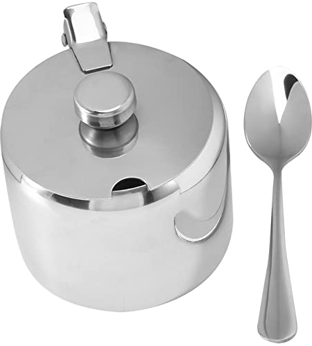 Lobamop En acier inoxydable avec couvercle et sucrier, pot à épices, vaisselle, récipient à épices