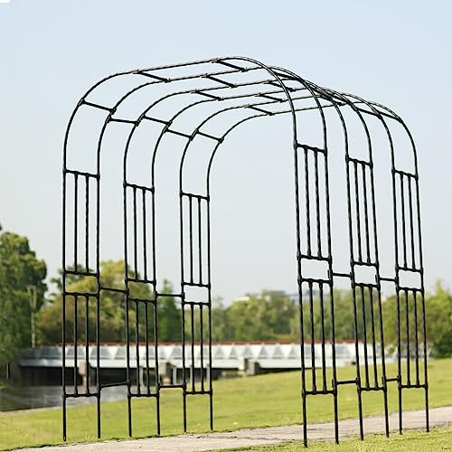 Arco Para Rosas Y Plantas Trepadoras,Enrejado De Arco De Jardín,Pérgola De Metal Para La Decoración De La Boda Del Partido 2.4 Metros De Alto X 1.2-3 Metros De Ancho Soporte Arco ( Color : Negro , Tam