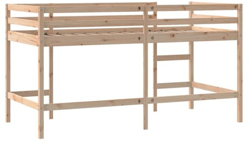 vidaXL Lit Mezzanine Enfants Échelle, Lit Surélevé pour Enfants, Meuble de Rangement Chambre, Moderne, Marron 80x200 cm Bois Pin Massif