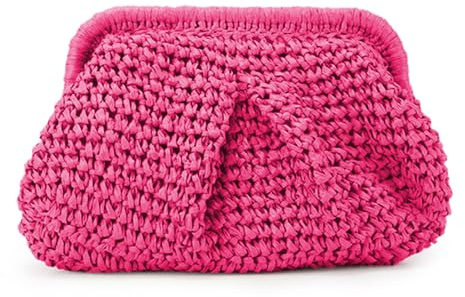 Emprier Bolso de mano de paja para mujer, bolso cruzado de paja para mujer, bolso de mano tejido para playa y verano, Rosa Rojo, Talla única