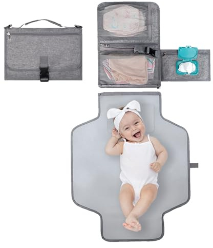 Matelas à langer portable pour bébé, 28,5 x 20 cm, tapis à langer étanche, compact et portable, station à langer de voyage, compatible avec sièges de voiture et poussettes