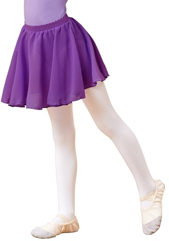 Avrigirl Purple Little Girls Ballet Skirts Chiffon Kids Pull on Ballet Skirt for Leotards