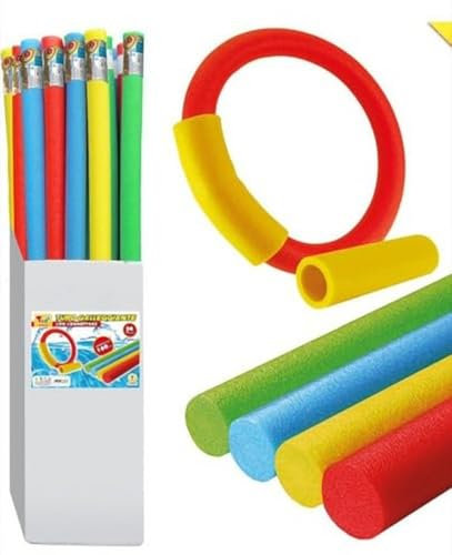 SET 4 PEZZI Tubo Bastone Cavo Noodle Galleggiante con 4 Connettori 160 Cm (Vendita 4 Pz) Mare Piscina Nuoto Fitness in Schiuma Polietilene Espanso Sport Acquatici Colori Assortiti