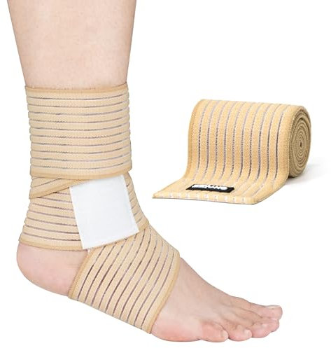 ONTYZZ Supporto Bendaggio Gomito 1 Pezzo Alta Elasticità Fasciatura Polso Supporto Mani per Sport Palestra Corsa Tozzo Allenamento Bendaggio Caviglia Tutore Beige/90cm