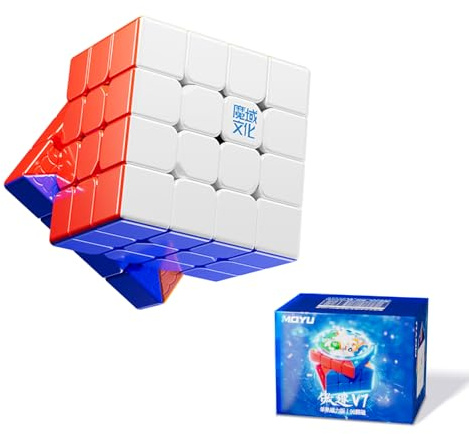 Moyu Aosu V7 4x4 Magnetic Speed Cube, 4 by 4 Flagship Edition Cube, 96 Magnets, Anti-Stick Design, Adjustable Elasticity Stickerless Magic Cube (Standard)