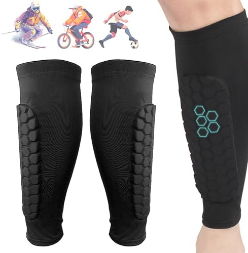 RENQIDD Protectores de esquí Frost Armours: espinilleras con Almohadillas de Panal, Mallas anticolisión elásticas Transpirables para Esquiar (Black,L)