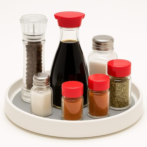 Spice Tray Rotating Organiser, 30cm Turntable Pantry Cabinet Lazy Susan Organizer Rotatable Spice Rack Kitchen Rotating Tray Condiment Holder Flavoring Bottle Rack Shelf for Fridge,Countertop Spices
