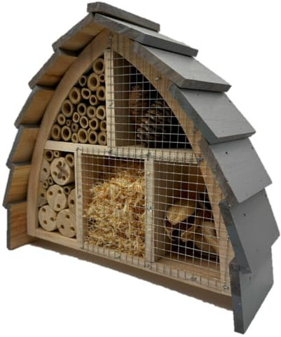 Insektenhotel wetterfest aus Holz – Bienenhotel mit Vogelschutz für Wildbienen & Schmetterlinge – Insektenhaus groß für Garten – Insektenhotel Bienenhotel Schmetterlingshaus