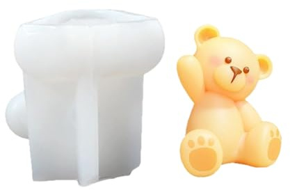 Beimus Stampo in silicone 3D a forma di orsetto per candele fai da te per decorazioni nuziali in resina epossidica fatta a mano