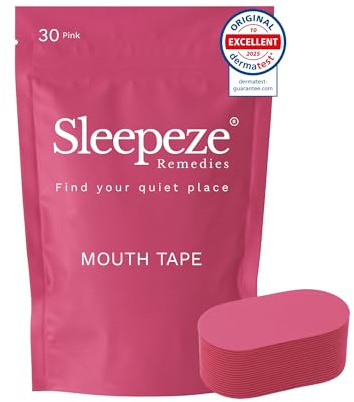 Sleepeze botemedel dermatologiskt testad muntejp för att sova x 30 rosa | Stark men mild självhäftande muntejp, antisnarkningshjälp för kvinnor och män, sovtejp som förbättrar näsandningen