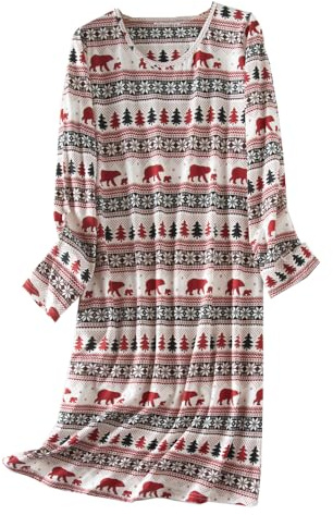 Dreamskull Nightdress for Women Ladies Long Sleeve Nightie Loose Nightshirt Cartoon Stely Nightgowns Home T-Shirt Dress For Autumn