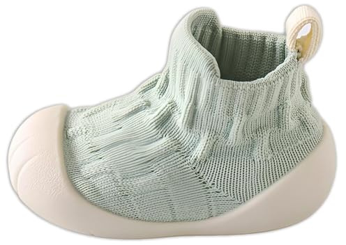 Baby First Walking Shoes for Boys Girls,Non-Slip Breathable Infant Toddler Soft Sole Sock Shoes(Green,13.5/12-18M)