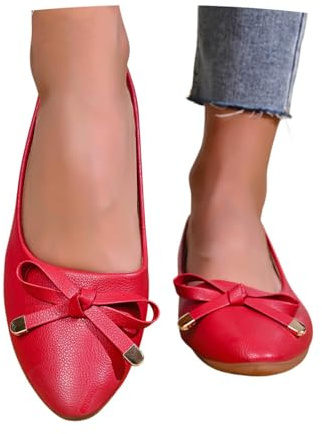 Zapatos de Mujer de Punta cómodos sin Cordones tacón bajo para Vestidos de Novia y Bailarinas Elegantes (Red, 41) #115