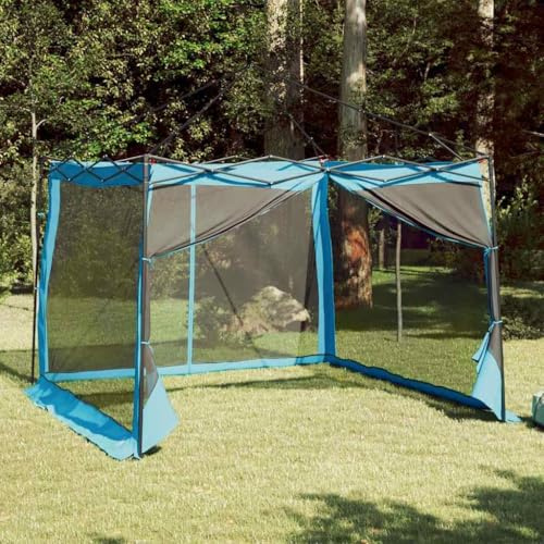 Plumbpyr Tienda interior para 6 personas con techo y almacenamiento, color azul, 303 x 303 x 196 cm, para fiestas en el jardín, refugio de vivac con mosquitera