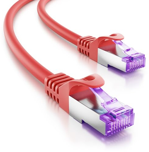 deleyCON 2m CAT7 Netzwerkkabel - 10 Gigabit - RJ45 Patchkabel Ethernet Kabel (Kupfer, SFTP PiMF Schirmung) - für Highspeed LAN DSL Switch Modem Router Patchpanel CAT7 CAT6 CAT5 - Rot