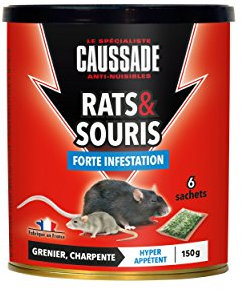 Caussade CARSC150 Rats & Souris - 6 sachets Céréales prêt à l'emploi - Grenier et Charpente | Forte Infestation