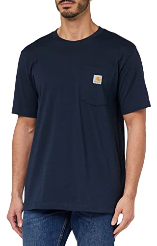 Carhartt Relaxed Fit Heavyweight Short-sleeve K87 Pocket T-shirt, Camiseta Work Utility, Hombre, Azul Marino, XL