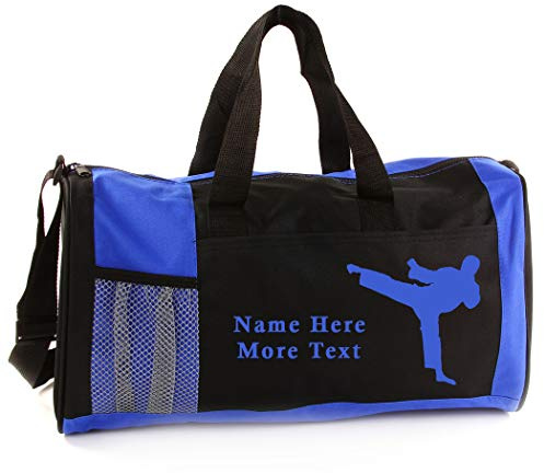 KishKesh Personalized Sport Duffel Bag – Ideal for Martial Arts, Gym, Travel, Training & Workout Essential for Male – Durable, Customizable Name & Text for Kids and Adults – Blue, 18 X 10 X 8