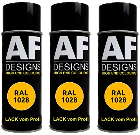 Alex Flittner Designs 3X Ral Pintura en Espray Pintura Coche Laca Colorida Lata de Aerosol RAL1028 Amarillo Melón Mate